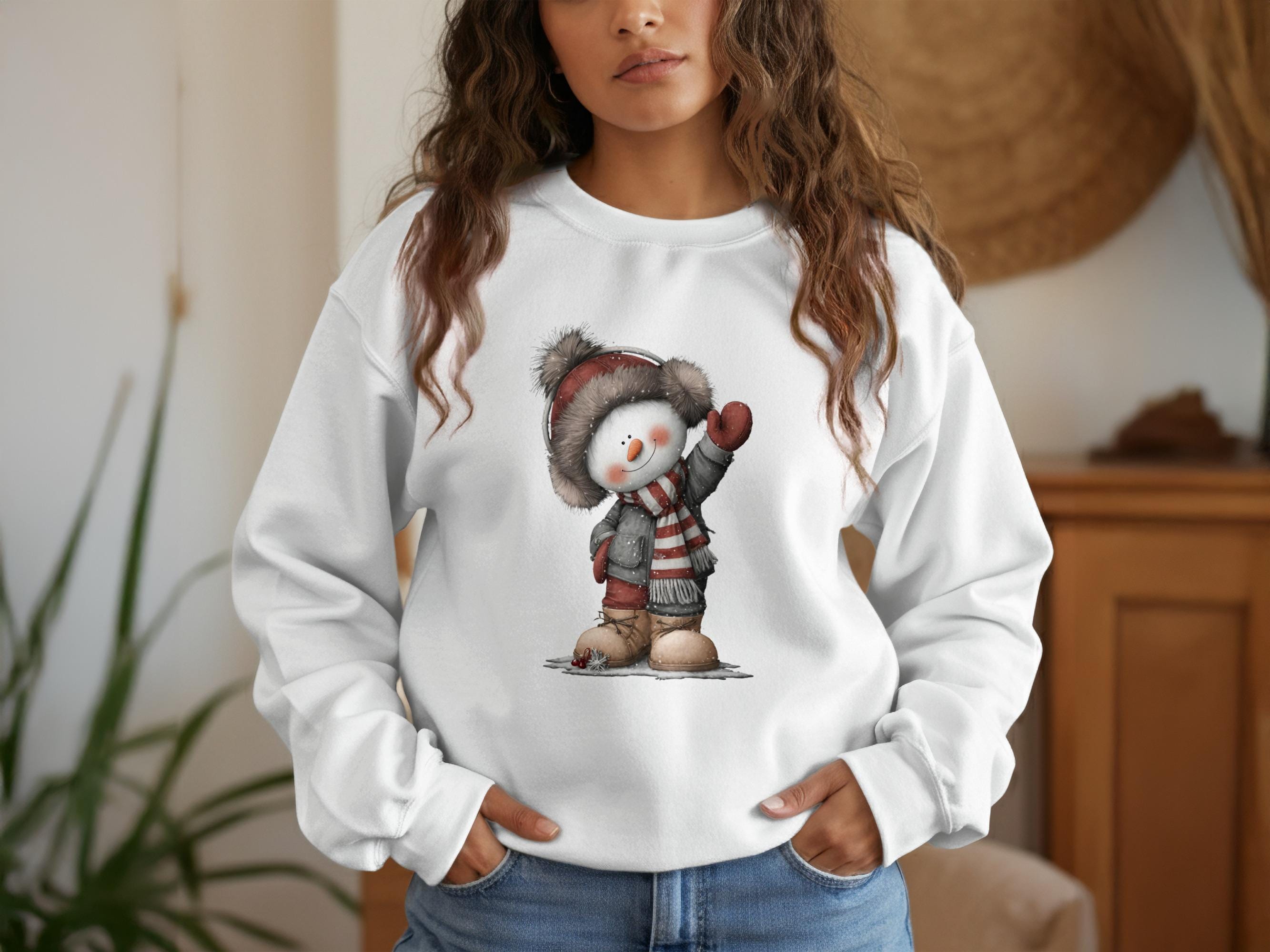 Snowman Sweatshirt, Cute Winter Holiday Pullover, Fun Christmas Graphic Sweater, Festive Snowman Shirt, Cozy Winter Apparel