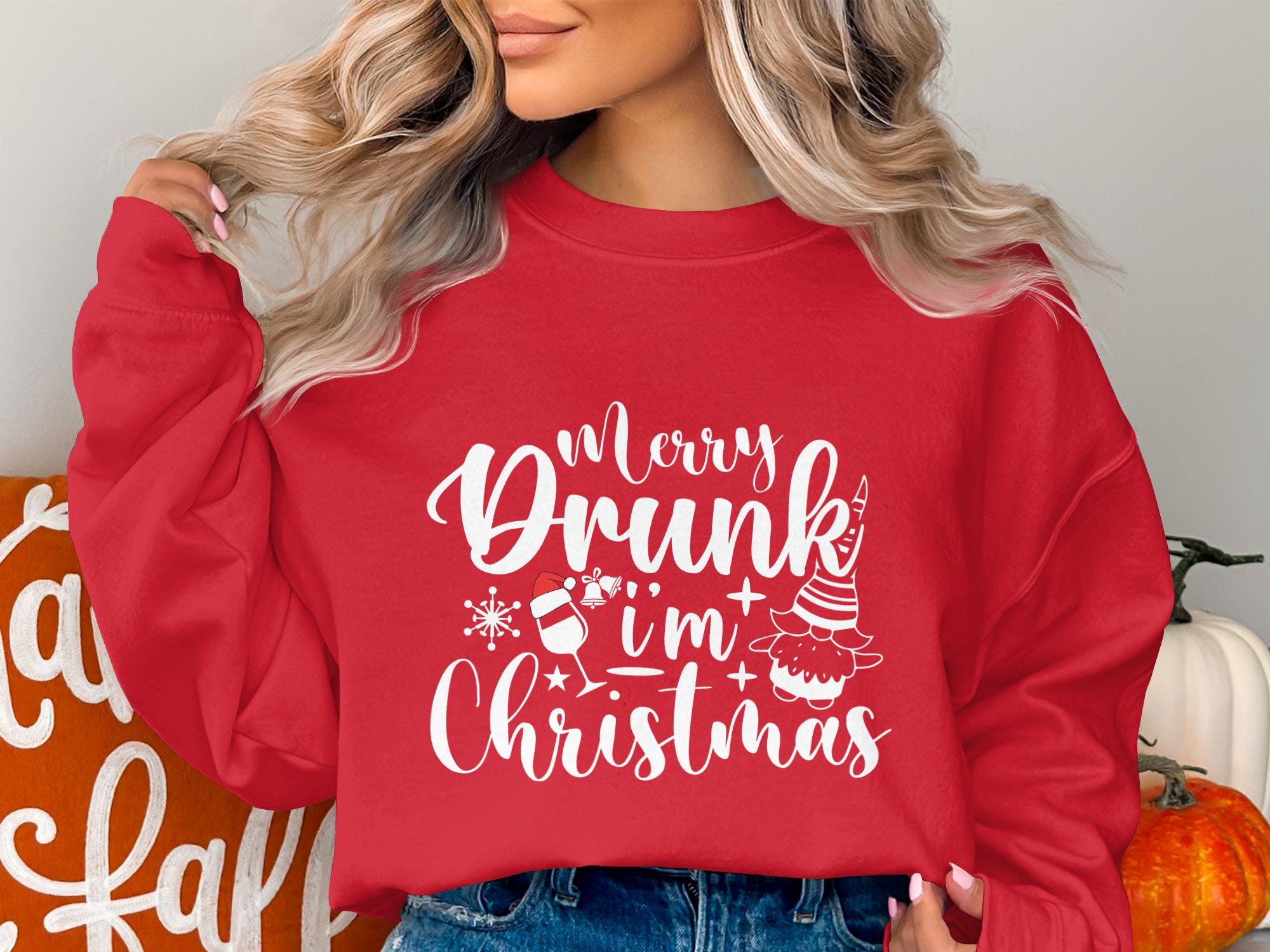 Merry Drunk I&#39;m Christmas Sweatshirt, Funny Christmas Shirt, Holiday Party Clothing, Cute Festive Sweater, Xmas Gift for Her