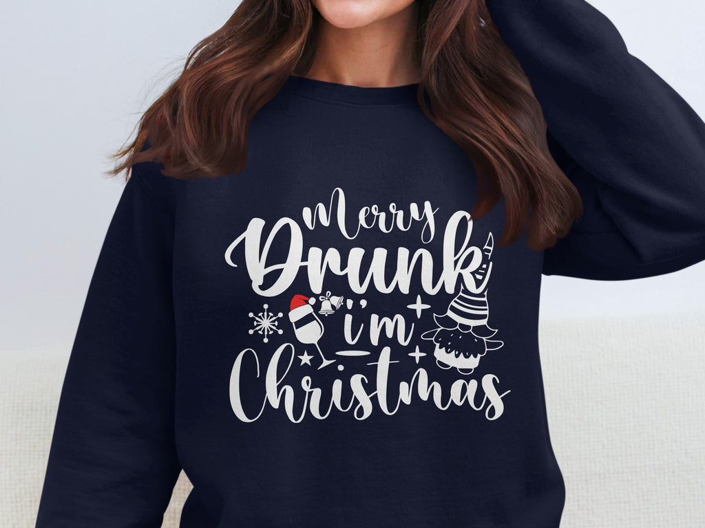 Merry Drunk I&#39;m Christmas Sweatshirt, Funny Holiday Sweatshirt, Christmas Party Sweatshirt, Festive Winter Sweater