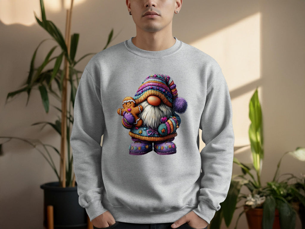 Gnome sweatshirt, colorful gnome winter sweater, cozy gnome pullover, festive gnome apparel, holiday gnome jumper
