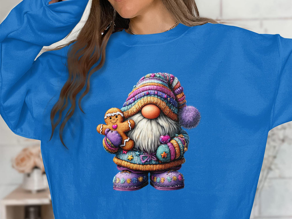 Christmas gnome sweatshirt, gingerbread cookie gnome sweater, festive holiday crewneck, winter gnome print, cozy Christmas attire