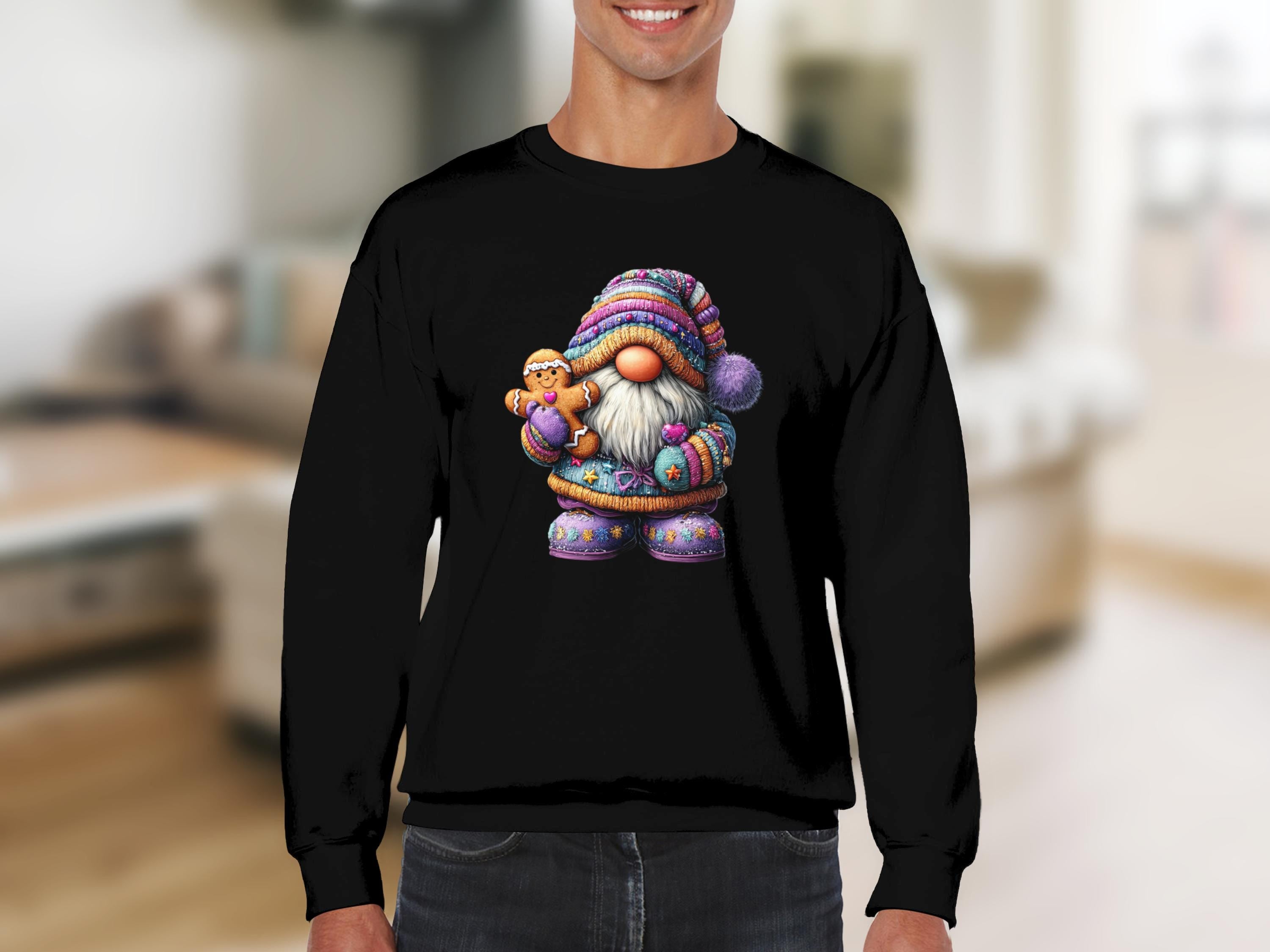 Gnome Christmas Sweatshirt, Cute Holiday Gnome Sweater, Cozy Santa Gnome Jumper, Festive Gnome Apparel for Men Women