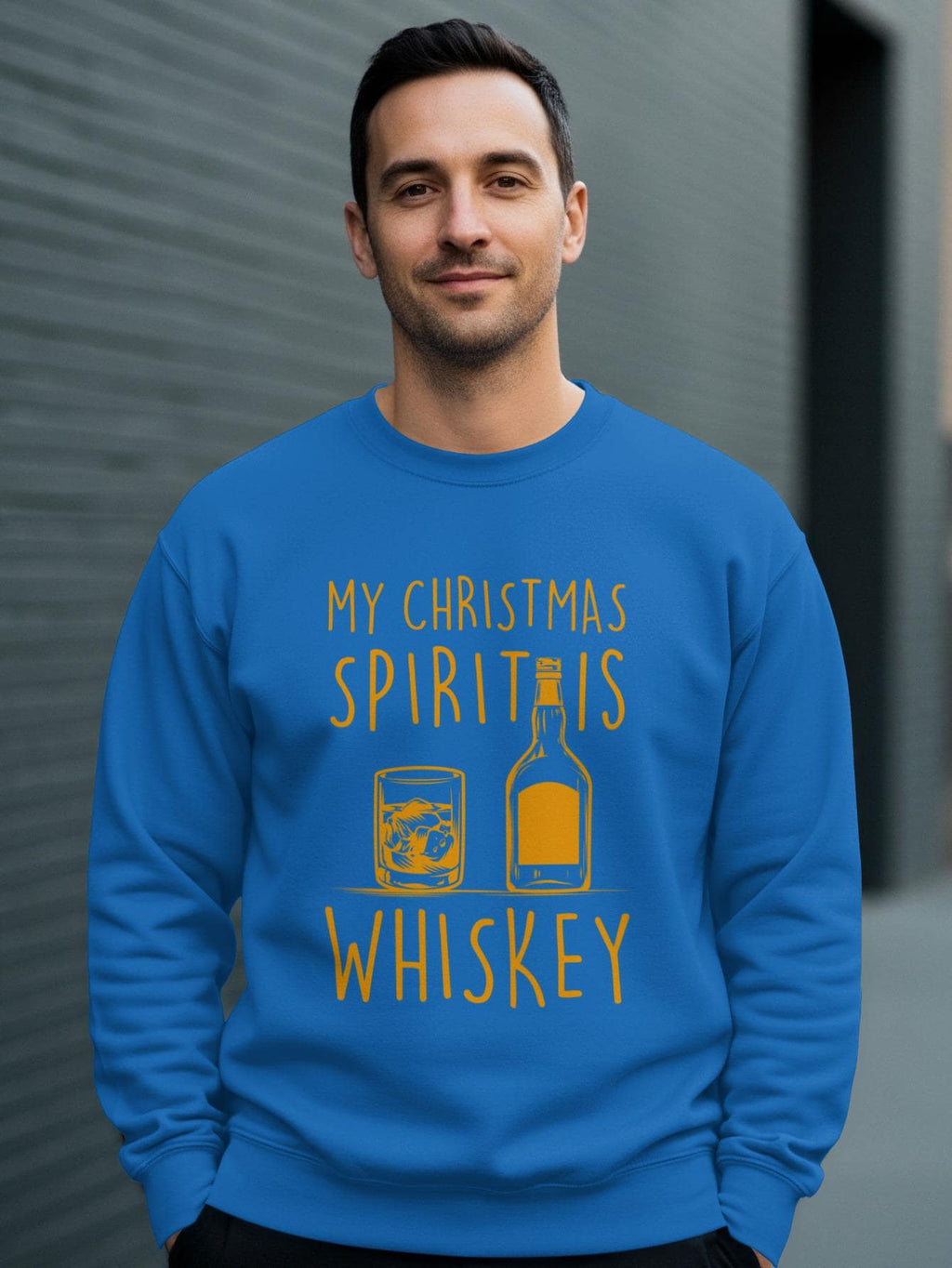 Funny Christmas Sweatshirt, My Christmas Spirit is Whiskey, Holiday Party Outfit, Whiskey Lovers Gift, Christmas Humor Sweater