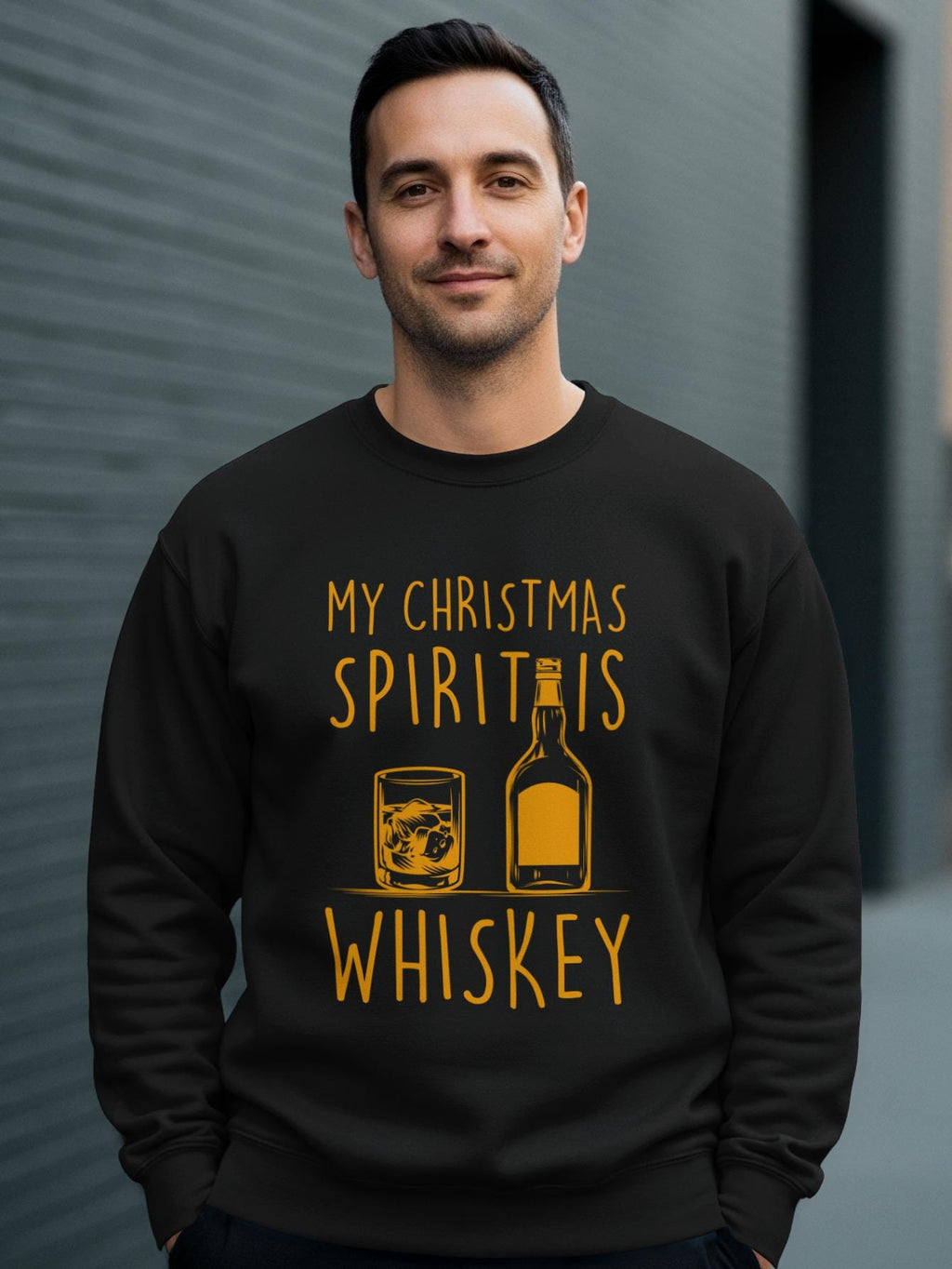 My Christmas Spirit is Whiskey Sweatshirt, Funny Holiday Shirt, Christmas Gift for Whiskey Lovers, Unisex Winter Wear, Holiday Party Top