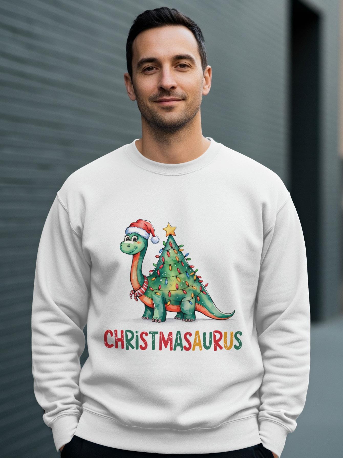 Christmas Dinosaur Sweatshirt, Funny Holiday Sweater, Christmasaurus Shirt, Cute Dino Christmas Top, Holiday Party Outfit