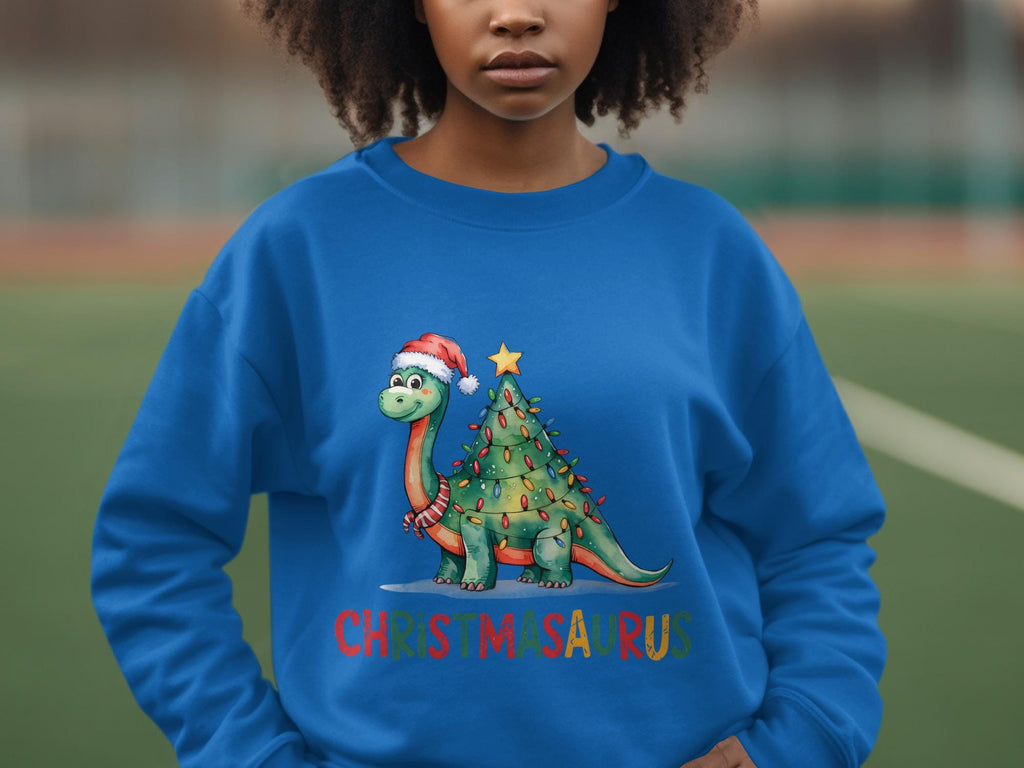 Christmasaurus Sweatshirt, Cute Dinosaur Christmas Sweater, Holiday Festive Top, Fun Kids Xmas Apparel, Family Matching Outfit