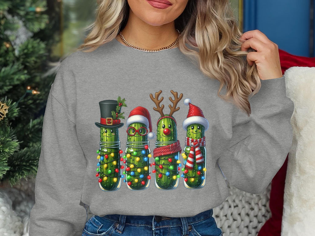 Christmas Pickle Sweatshirt, Holiday Cactus Sweater, Funny Christmas Sweater, Festive Holiday Top, Ugly Christmas Sweater