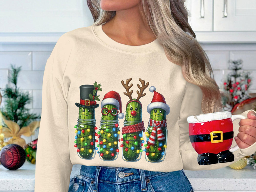 Christmas pickle sweatshirt, holiday funny sweater, cute pickle family shirt, festive holiday attire, quirky Christmas outfit