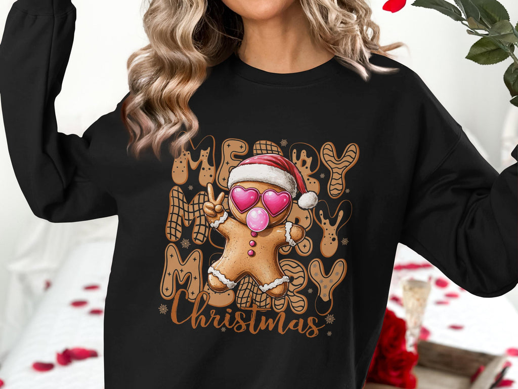 Merry Christmas Sweatshirt, Cute Gingerbread Man Sweater, Fun Festive Christmas Shirt, Holiday Party Outfit, Christmas Gift Idea