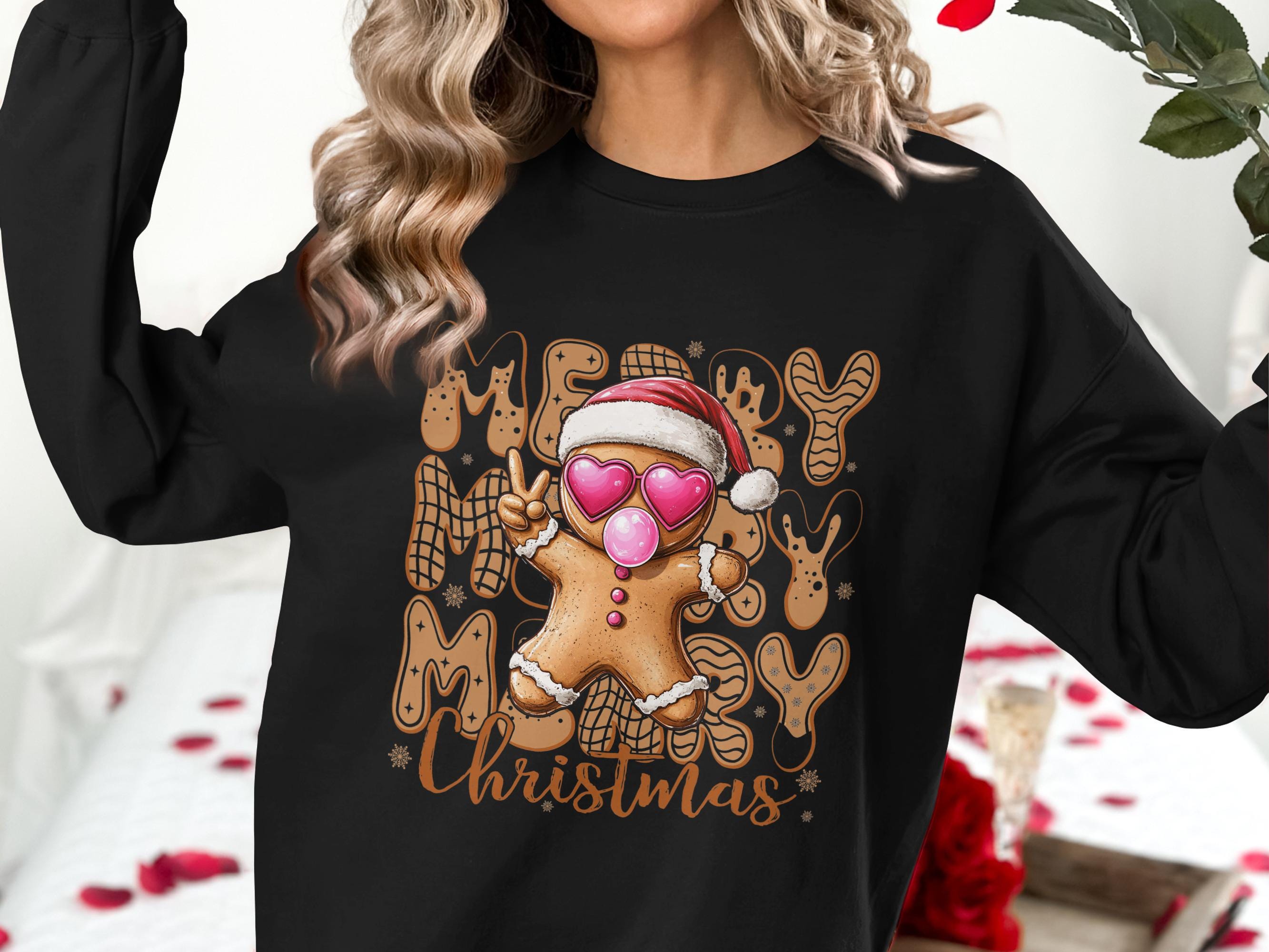 Merry Christmas Sweatshirt, Cute Gingerbread Man Sweater, Fun Festive Christmas Shirt, Holiday Party Outfit, Christmas Gift Idea