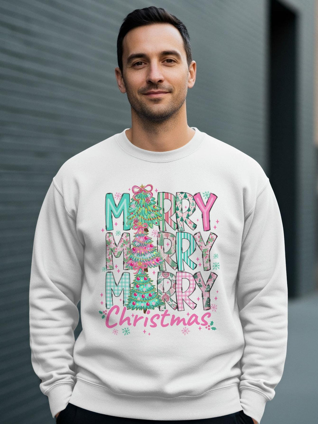 Merry Christmas Sweatshirt For Men, Holiday Graphic Pullover, Festive Xmas Sweater, Cozy Winter Top Gift, Merry Tree Design