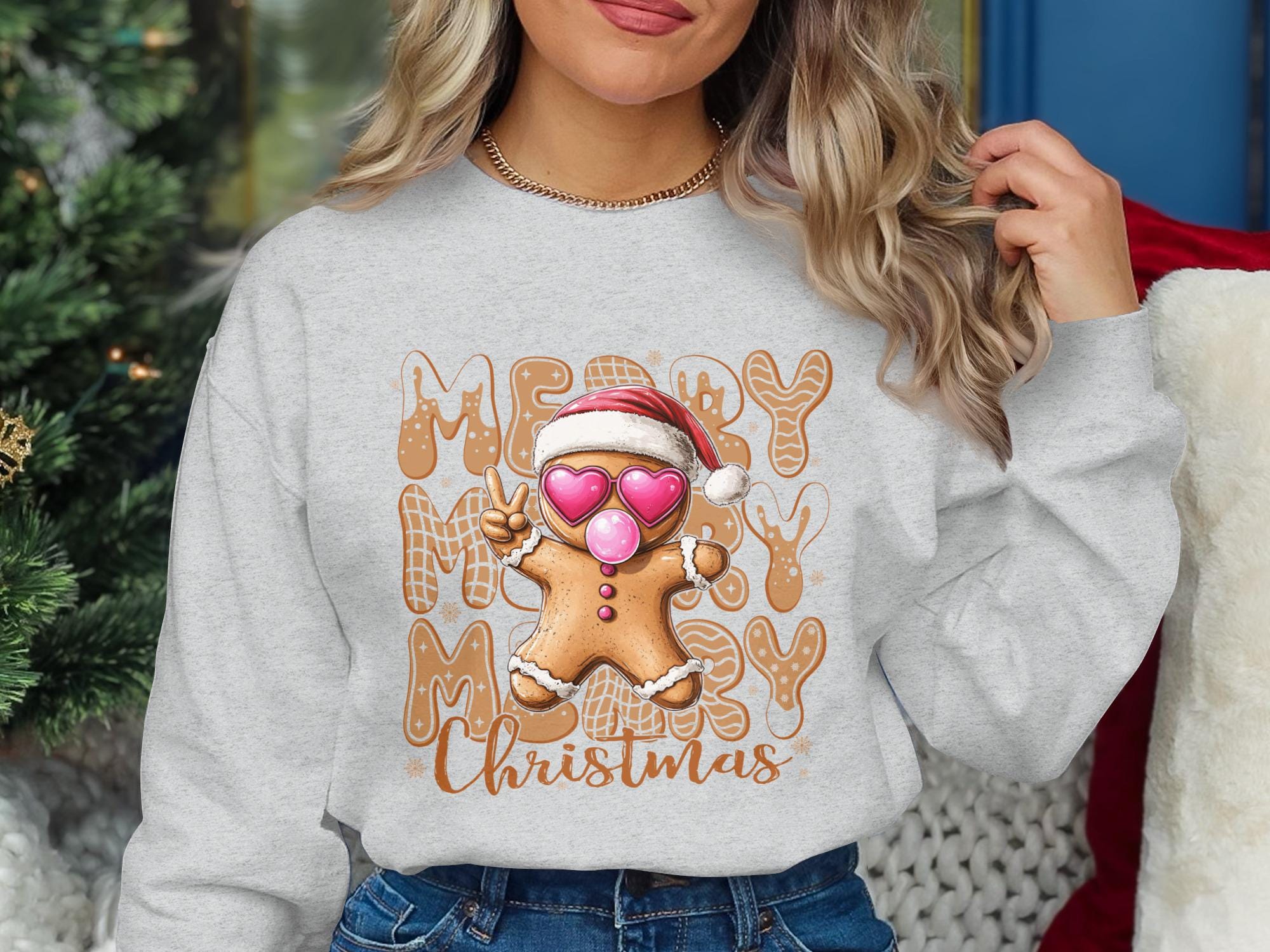 Merry Christmas Sweatshirt, Cute Gingerbread Man Shirt, Holiday Graphic Tee, Festive Loungewear, Funny Christmas Gift Idea