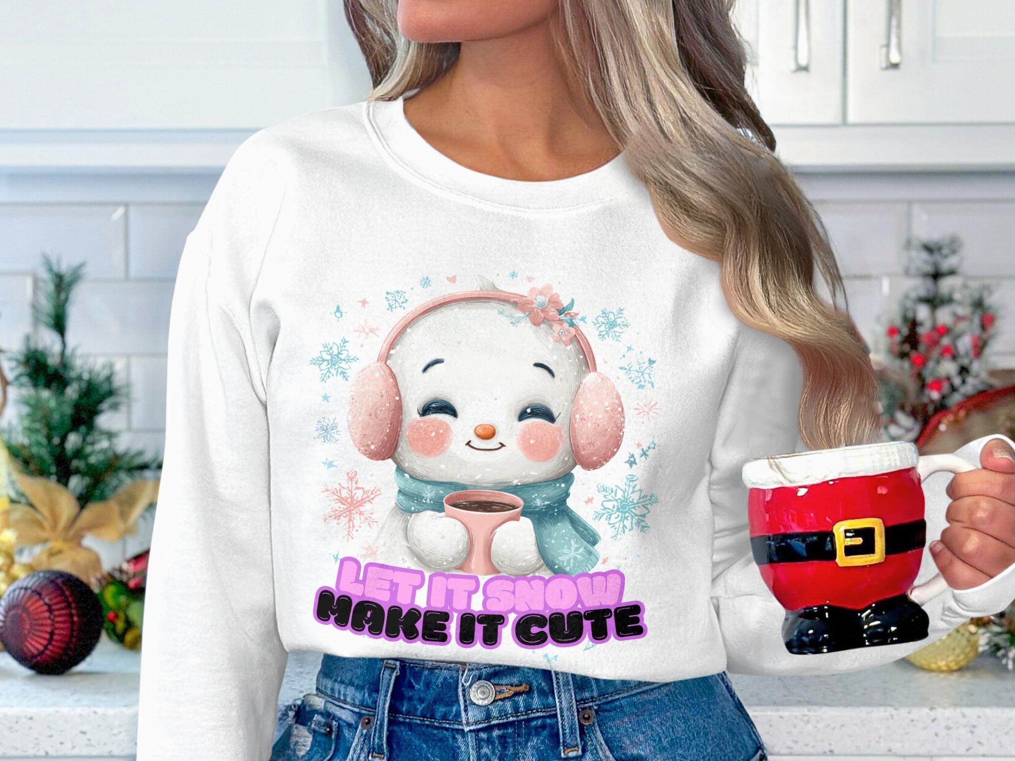 Christmas Snowflake Winter Sweatshirt, Cute Snowman Cozy Sweater, Holiday Season Shirt, Christmas Gift Idea, Festive Winter Apparel