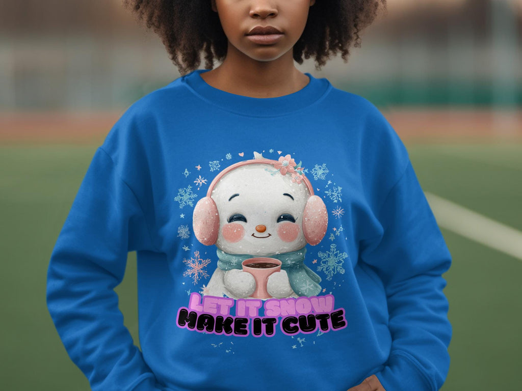 Cute Snowman Sweatshirt, Let It Snow Make It Cute, Cozy Winter Apparel, Adorable Holiday Sweater, Warm Festive Clothing, Gift Idea